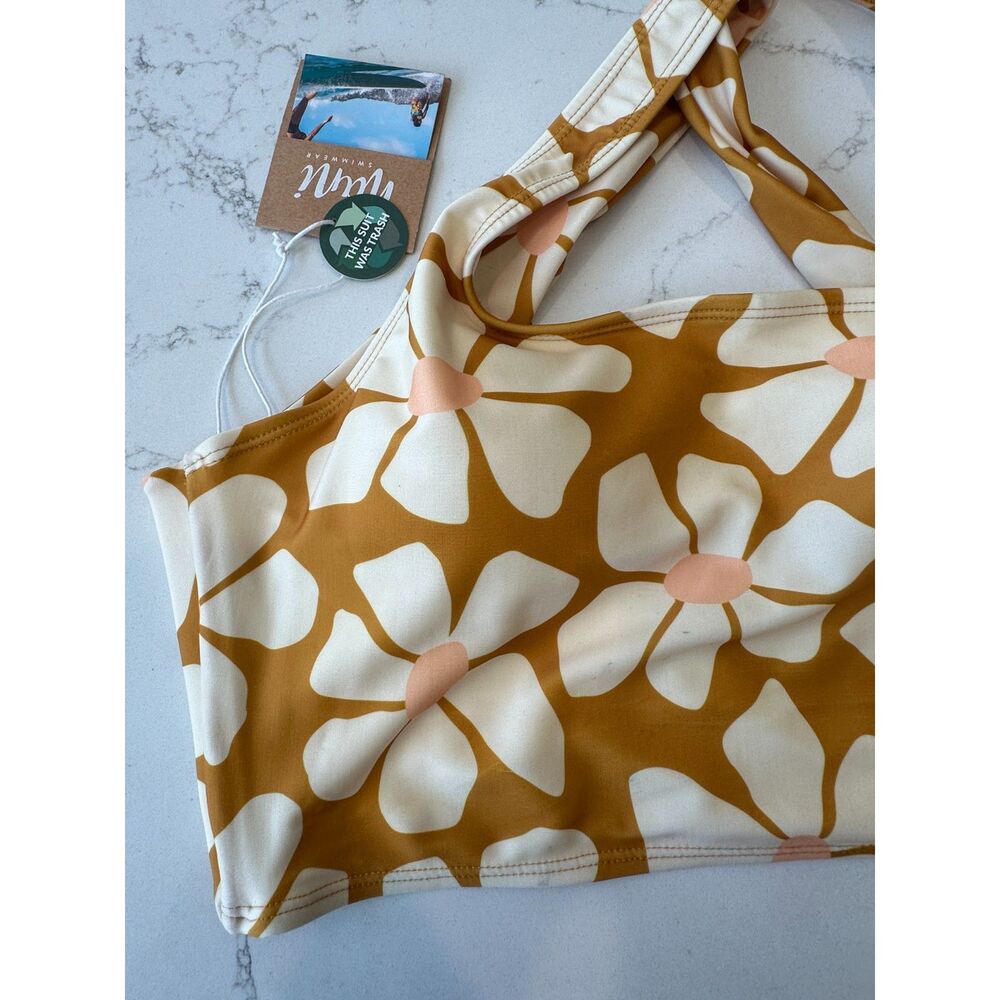 NWT Nani Swimwear Solis Cross Up Crop Yellow Floral Bikini Top Size XL - Picture 7 of 7
